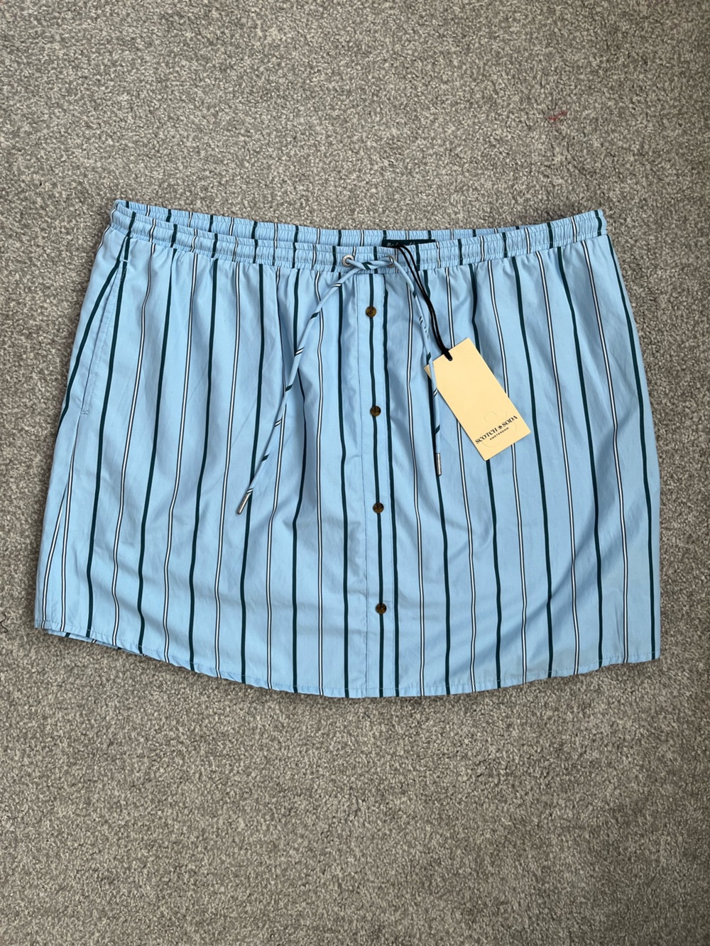 NWT Scotch & Soda Light Blue Striped Mini Skirt Size XL